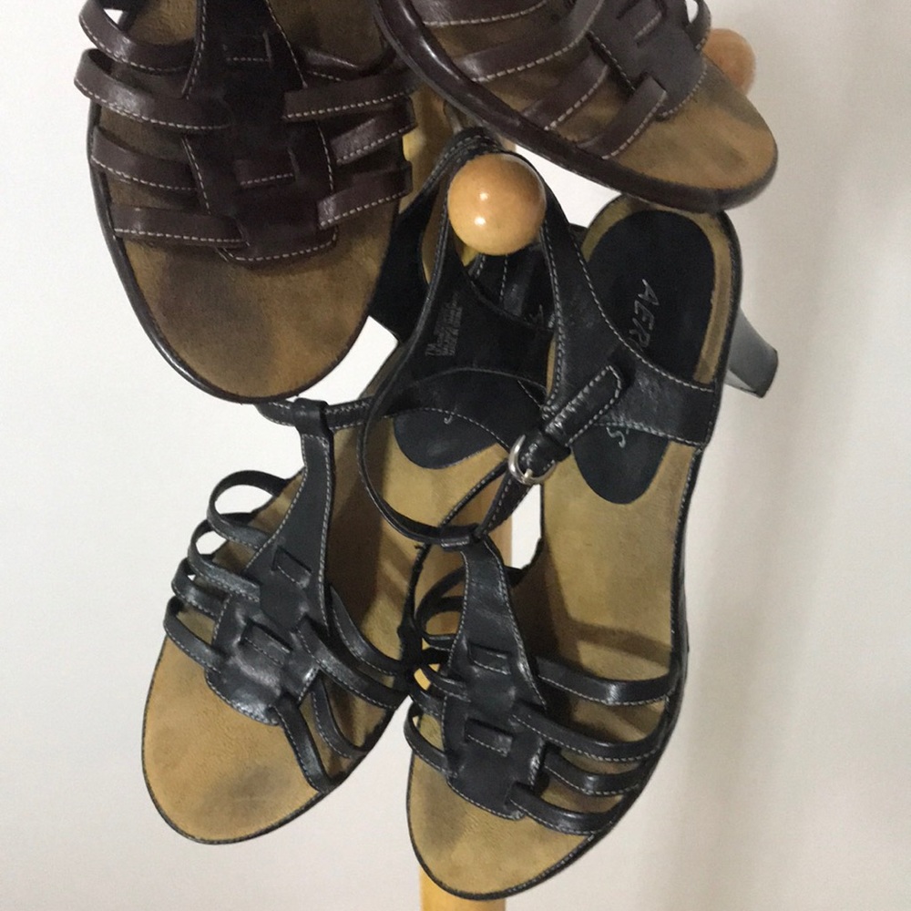 Aerosoles Heels Leather Diversify 7M Sandals Two Pairs - Picture 5 of 16